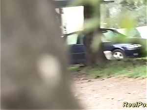 German Stepmom picked up for outdoor lovemaking
