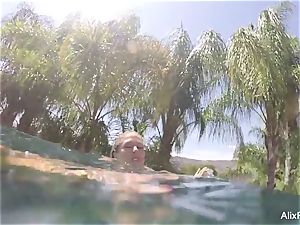 big-titted blondes Alix and Cherie go skinny dipping