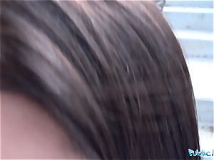 black-haired honey gets drilled in the car